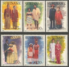 Suriname Republiek 575/580 Klederdrachten 1988 Postfris