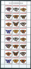 Suriname Republiek 1704/1715V Vlinders 2010 Postfris (Compleet Vel)