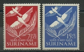 Suriname 321/322 10 Jaar Bevrijding Nederland Postfris