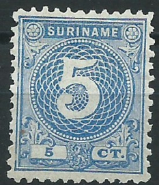 Suriname  20A (11½×11) 5ct 1890-1893 Cijfer Ongebruikt (1)
