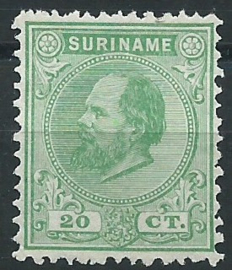 Suriname   9C (12½ × 12)  20ct Willem III Ongebruikt (3)