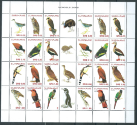 Suriname Republiek 1341/1352V Vogels 2005 Postfris (Compleet Vel)