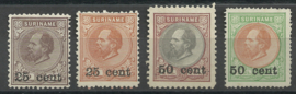 Suriname  37/40 1873-1888 Hulpuitgifte (4) Ongebruikt + 38 PM