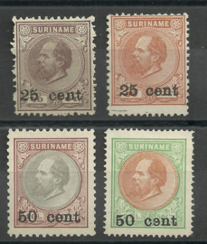 Suriname  37/40 1873-1888 Hulpuitgifte (5) Ongebruikt