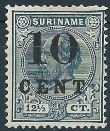 Suriname  29a (Type II) 10ct op 12½ct Hulpuitgifte Ongebruikt (1)