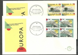 Variant FDC E245 Onbeschreven met open klep (zegels in blokken, 2 stuks)