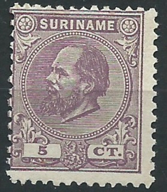 Suriname   5C (12½ × 12)  5ct Willem III Postfris (1)