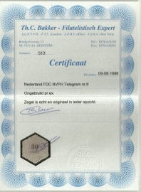 Telegram  8 30ct Ongebruikt + Certificaat