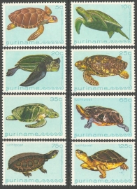 Suriname Republiek 283/290 Luchtpostzegels Schildpadden 1982 Postfris