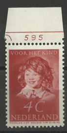 Nvph 302 4 ct Kinderzegel 1937 Postfris met Plaatnummer