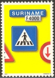 Suriname Republiek 1133 Verkeersbord 8e Uitgifte 2001 Postfris
