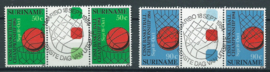 Suriname Republiek 416/417 BPA CISM Basketball Kampioenschappen 1984 Afgestempeld (1e dag)