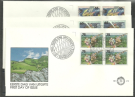 Variant FDC E279 Onbeschreven met open klep (zegels in blok, 3 stuks)