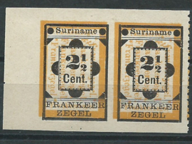 Suriname  22v + 22? in paar  Type I (links ongetand, rechts 3 zijden ongetand, rechterzijde geperforeerd Ongebruikt (1)