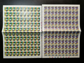 Nvph. 1359/1360 Sportzegels 1986 in vellen van 100 met plaatfouten