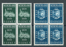 Nvph 325/326 Spoorwegjubileum blokken van 4 Postfris (1)