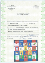 Nvph V1856/1875 Kerstvel 1999 Postfris (Geheel Ongestanst) + Certificaat