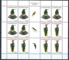 Suriname Republiek 1211V/1212V Vogels 2003 Postfris (Compleet Vel)