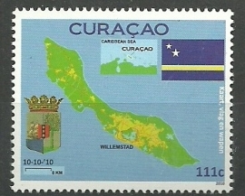 Curaçao Status Aparte    1 Wapen, Vlag en Landkaart Postfris