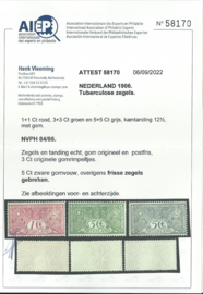 Nvph  84/86 Tuberculose Postfris (2) + Certificaat