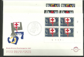 Variant FDC E247 Onbeschreven met open klep (zegels in blok met velnummer, 3 stuks)