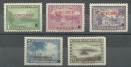 Nederlands Indië 304/308 Diverse Voorstellingen met opdruk SPECIMEN Postfris + Certificaat