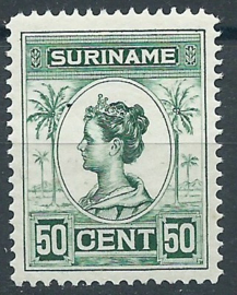Suriname 100D (12½×12½) 50ct Koningin Wilhelmina Ongebruikt (1)