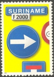 Suriname Republiek 1055 Verkeersbord 1e Uitgifte 2000 Postfris