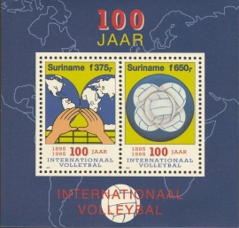 Suriname Republiek  831 Blok 100 Jaar Int. Volleybal 1995 Postfris