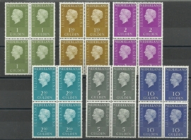 Nvph 952b/958b Koningin Juliana type Regina Fosfor in Blokken Postfris