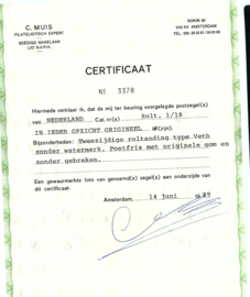 Roltanding  1/18 Tweezijdige Roltanding Postfris (1) + Certificaat