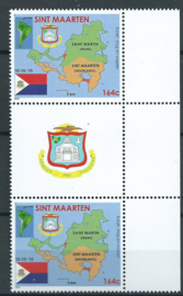 Sint Maarten   1a Wapen, Vlag en Landkaart Postfris