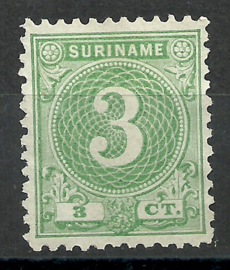 Suriname  19A (11½×11) 3ct 1890-1893 Cijfer Ongebruikt (1)