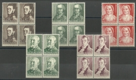 Nvph 392/396 Zomerzegels 1941 Blokken van 4 Postfris