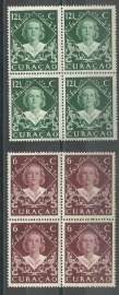 Curacao 198/199 Inhuldigingzegels in blokken van 4 Postfris