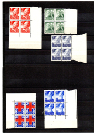 Nvph 203/207 Roode Kruis zegels 1927 in Blokken van 4 Postfris (1)