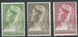 Curacao 135/137 Wilhelmina met Sluier Postfris (1)