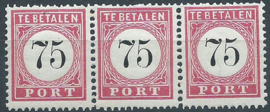 Nederlands Indië Port 13B (12½×12) Type I - III - II Samenhangend in strip van 3 Postfris (1)