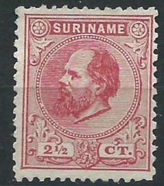 Suriname   3C (12½ × 12)  2½ct Willem III Ongebruikt (2)
