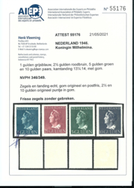 Nvph 346/349 Hoge Waarden Konijnenburg Postfris + Certificaat ( 7)