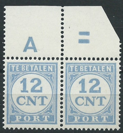 Port 76 12 ct in hoekstuk met drukkersteken 31 Postfris (1)