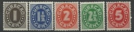 Curacao 121/125 Cijferzegels Ongebruikt