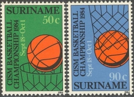 Suriname Republiek 416/417  CISM Basketball Kampioenschappen 1984 Postfris