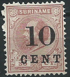 Suriname  33 (Type I) 10ct op 30ct Hulpuitgifte Ongebruikt (1)