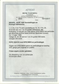 Nederlands Indië 309/316 Koningin Wilhelmina Postfris met opdruk SPECIMEN Postfris + Certificaat