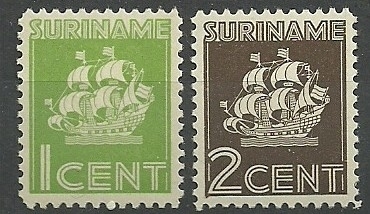 Suriname 200/201 Scheepje Engelse Druk Postfris (koopje)