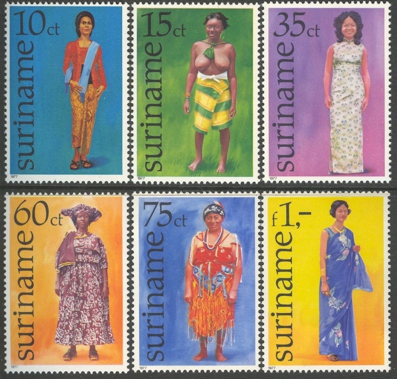 Suriname Republiek  54/59 Klederdrachten 1977 Postfris