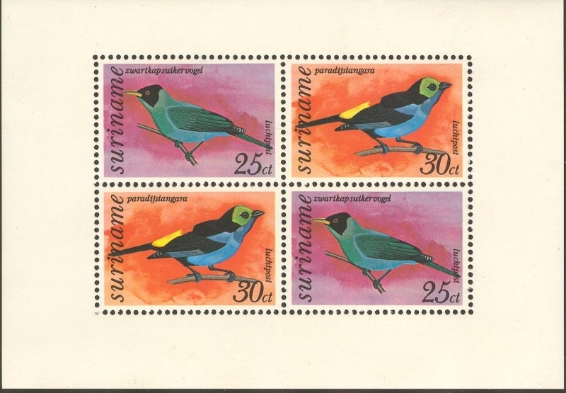 Suriname Republiek  72 Blok Vogels 1977 Postfris