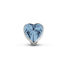 Melano Twisted Heart Steentje Zilverkleurig Jeans Blue