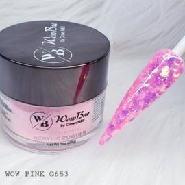 WowBao Nails acryl poeder nr G653 WOW Pink Glitter 28g